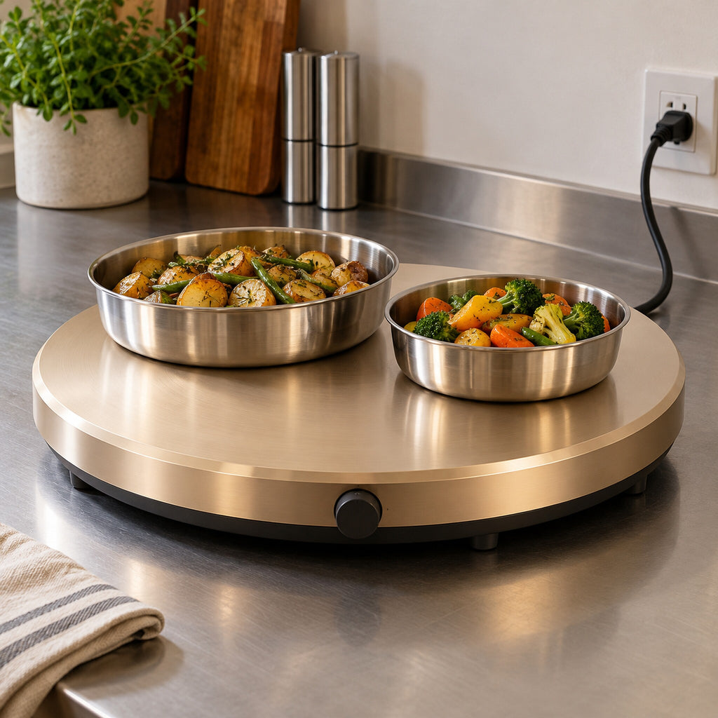 Round Aluminum Electric Table Warmer